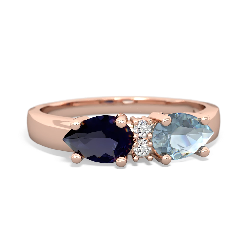 Aquamarine Pear Bowtie 14K Rose Gold ring R0865