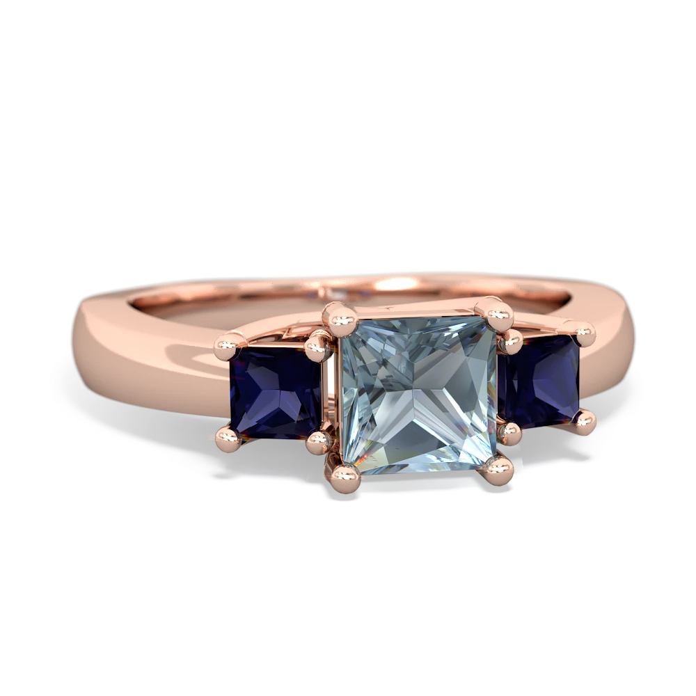 Aquamarine Three Stone Trellis 14K Rose Gold ring R4015
