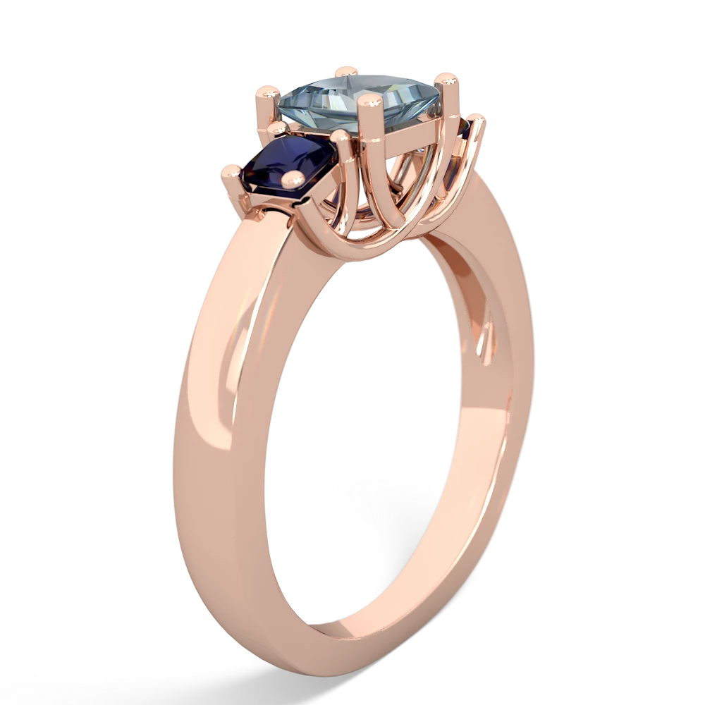 Aquamarine Three Stone Trellis 14K Rose Gold ring R4015