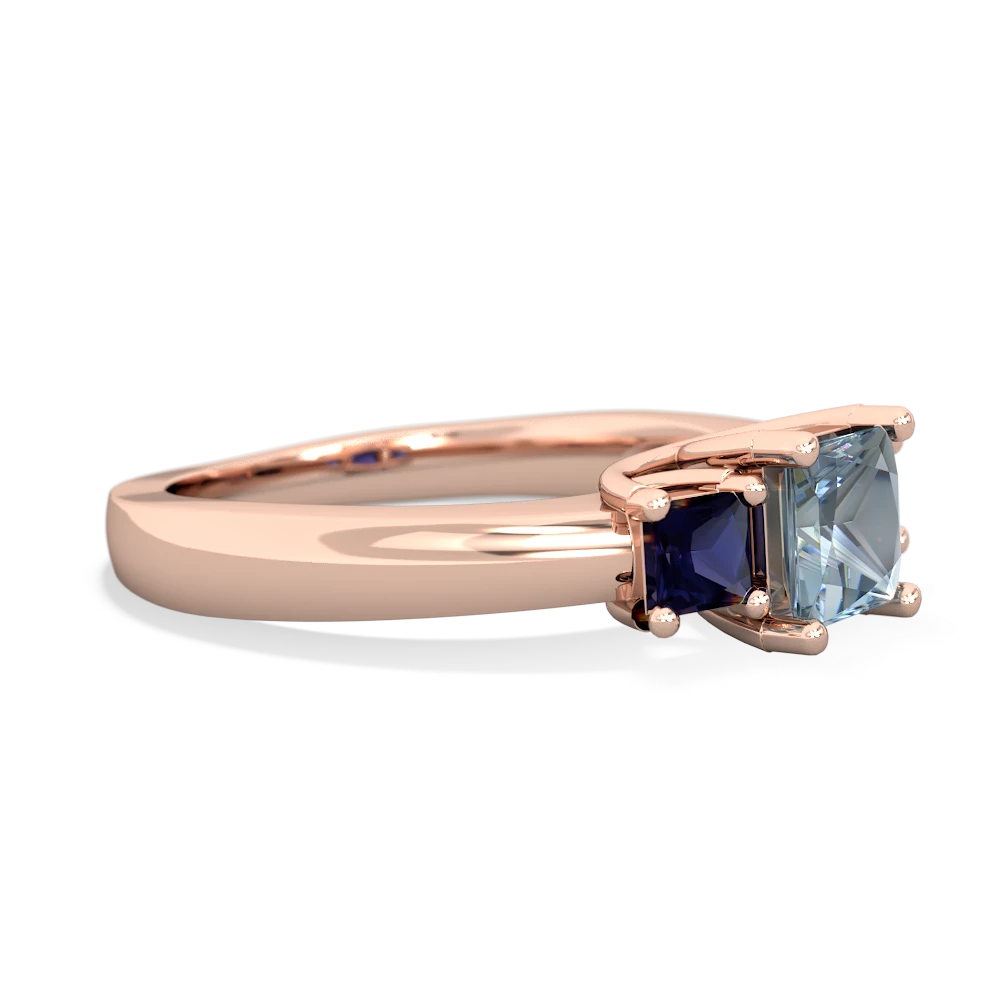 Aquamarine Three Stone Trellis 14K Rose Gold ring R4015