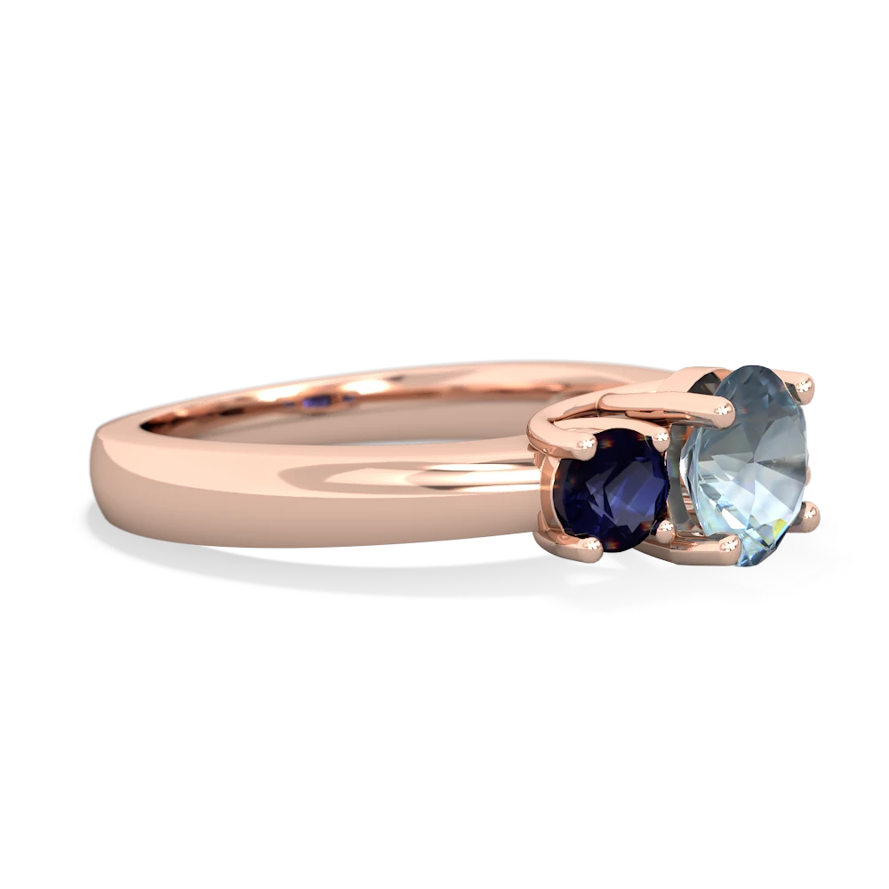 Aquamarine Three Stone Round Trellis 14K Rose Gold ring R4018