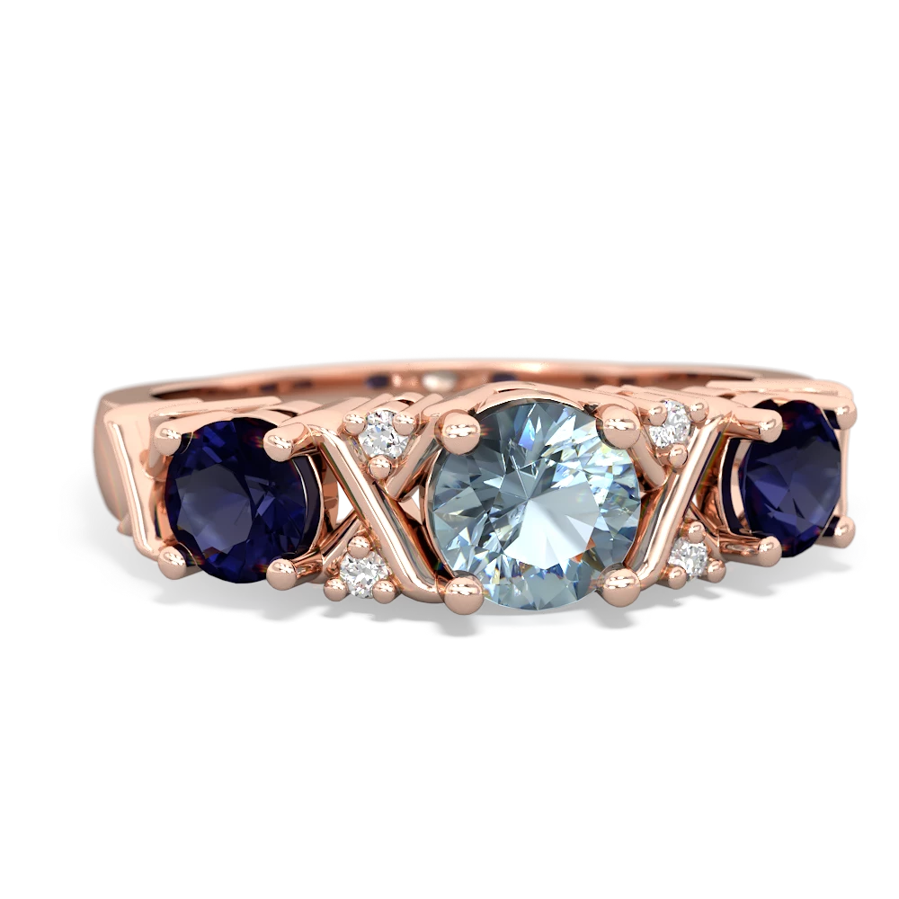 Aquamarine Hugs And Kisses 14K Rose Gold ring R5016