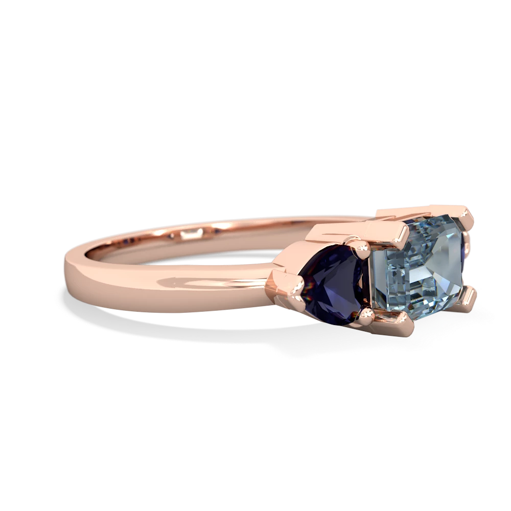 Aquamarine Three Stone 14K Rose Gold ring R5235