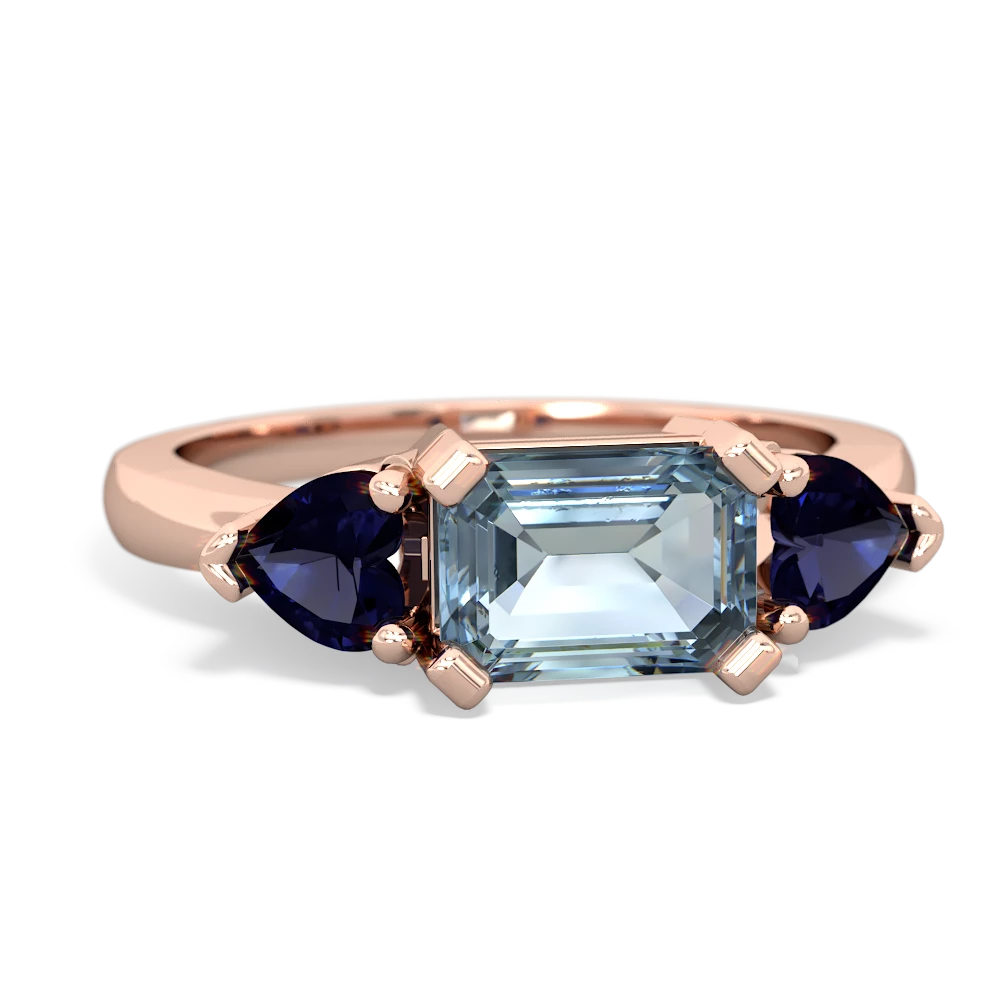 Aquamarine Three Stone 14K Rose Gold ring R5235