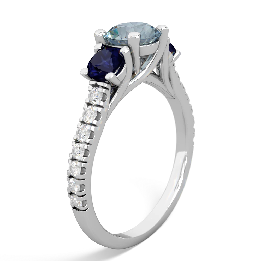 Aquamarine Pave Trellis 14K White Gold ring R5500