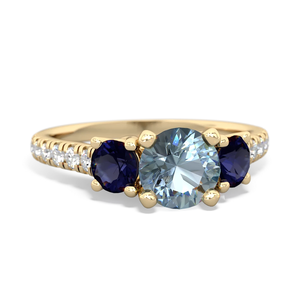 Aquamarine Pave Trellis 14K Yellow Gold ring R5500