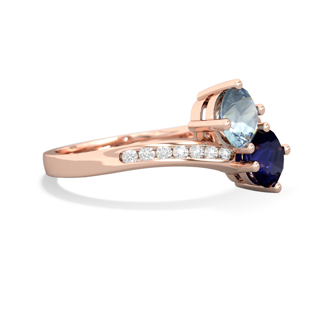 Aquamarine Channel Set Two Stone 14K Rose Gold ring R5303