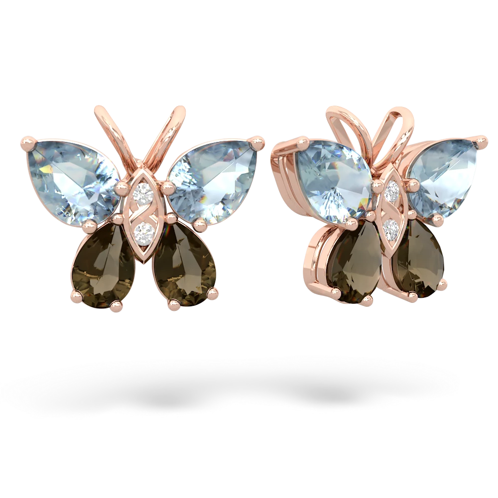 Aquamarine Butterfly 14K Rose Gold earrings E2215