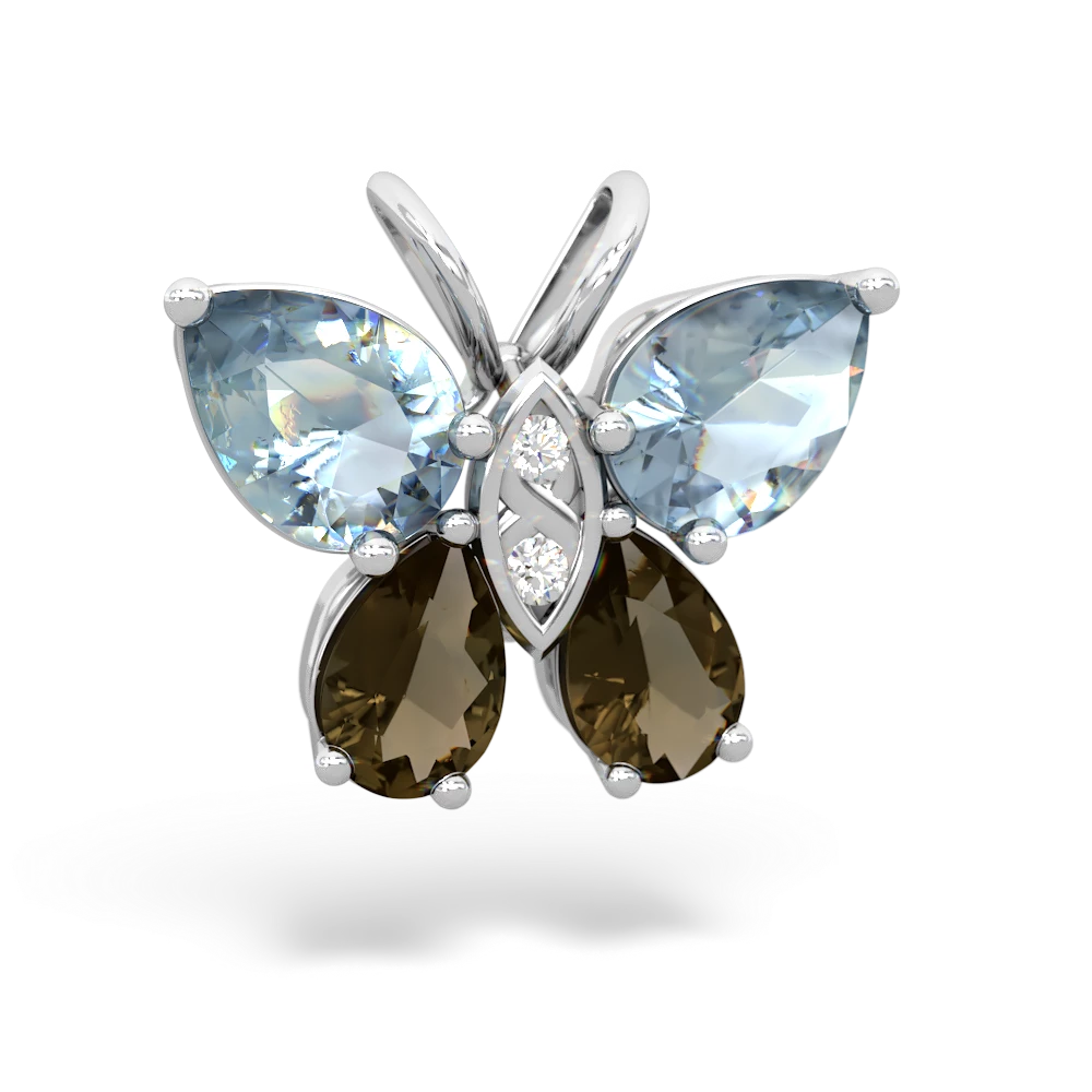 Aquamarine Butterfly 14K White Gold pendant P2215