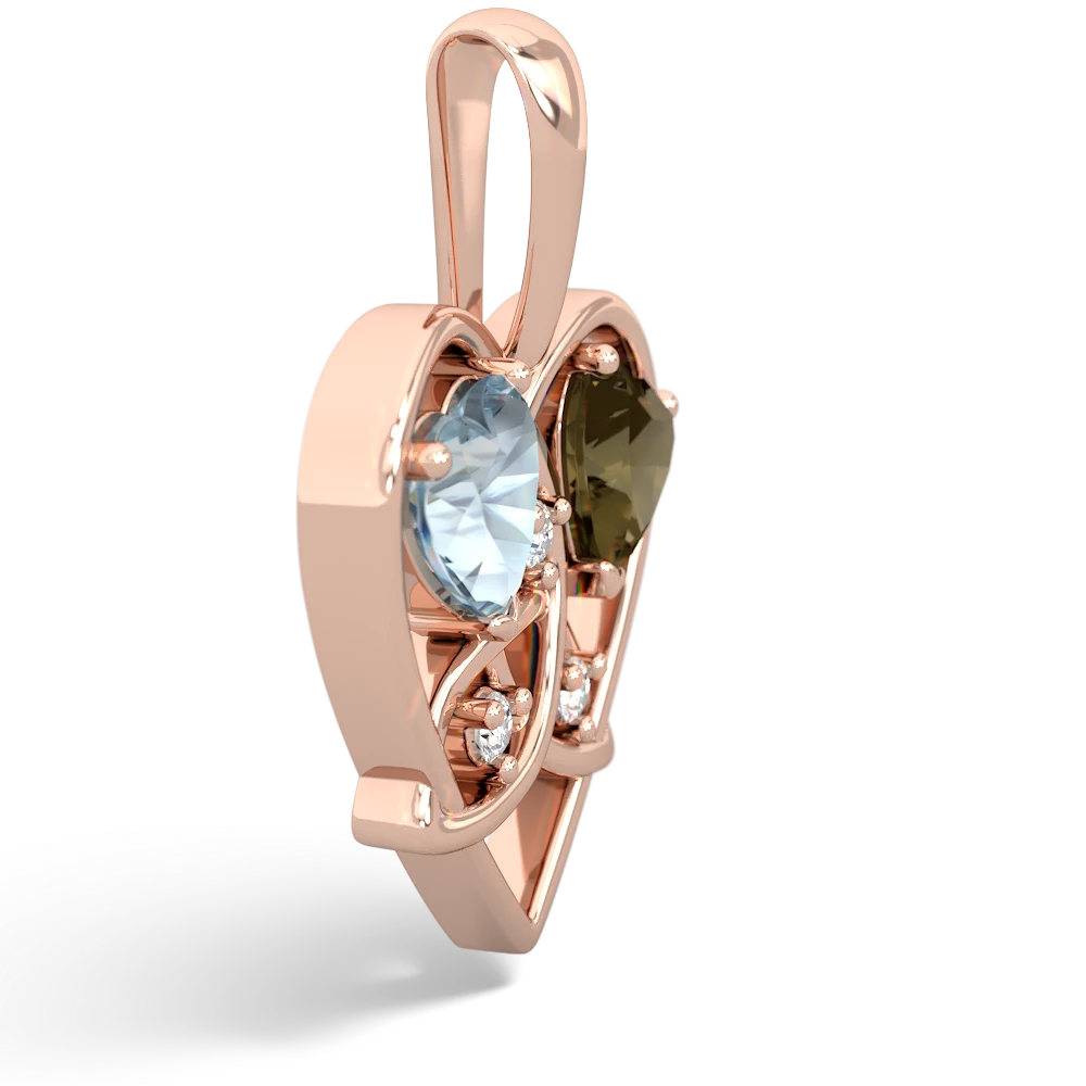 Aquamarine Celtic Trinity Heart 14K Rose Gold pendant P5331