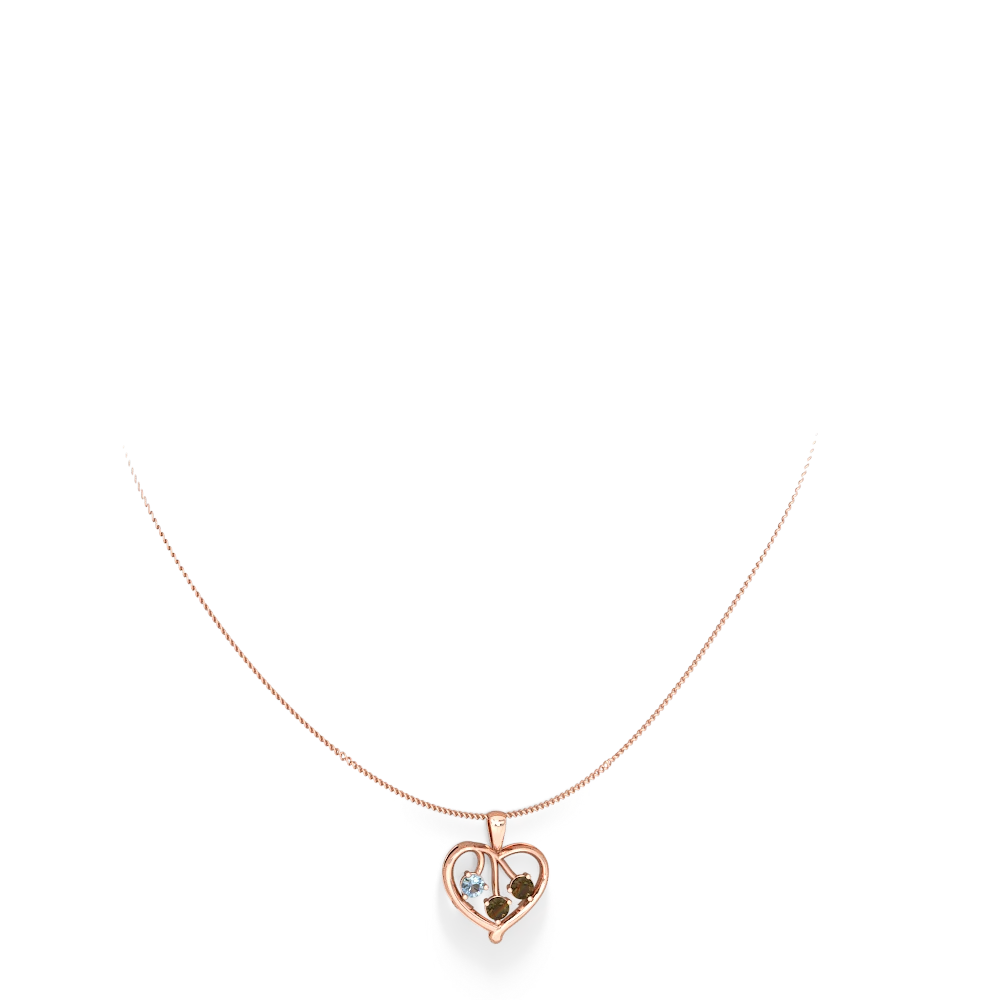 Aquamarine Glowing Heart 14K Rose Gold pendant P2233