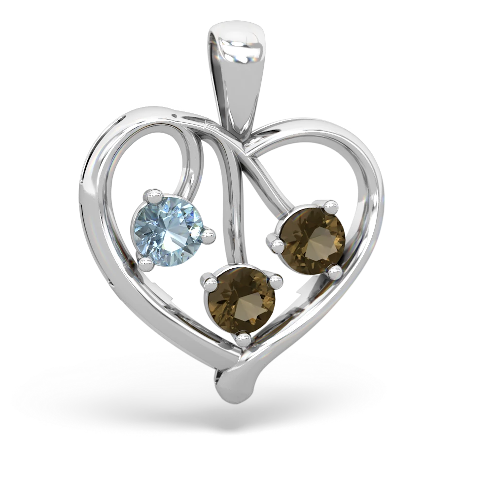 Aquamarine Glowing Heart 14K White Gold pendant P2233