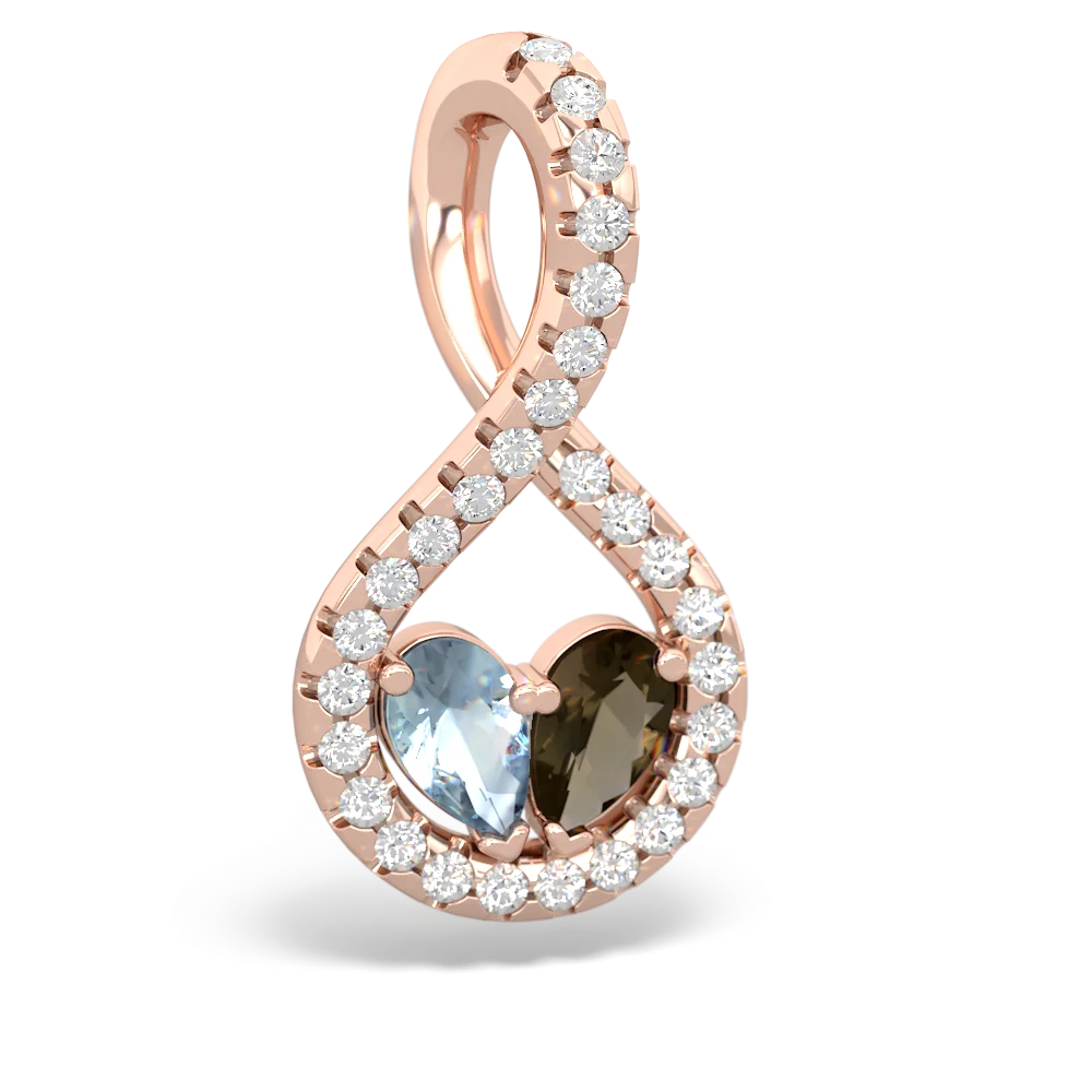 Aquamarine Pave Twist 'One Heart' 14K Rose Gold pendant P5360