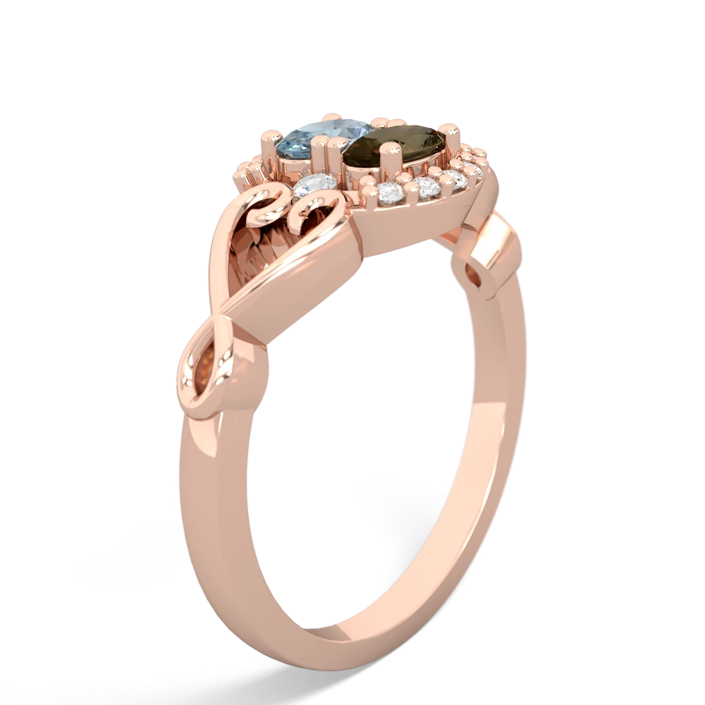 Aquamarine Love Nest 14K Rose Gold ring R5860