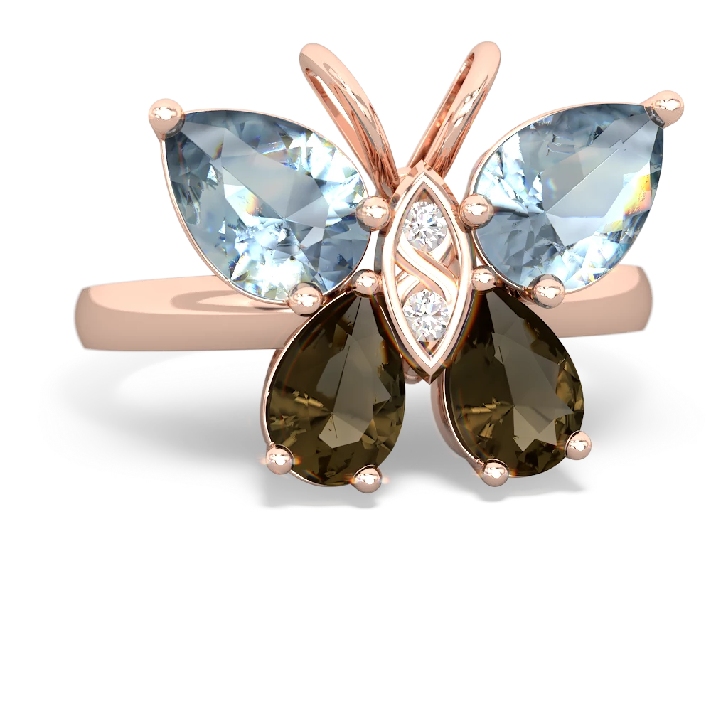 Aquamarine Butterfly 14K Rose Gold ring R2215