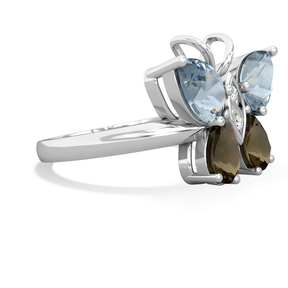 Aquamarine Butterfly 14K White Gold ring R2215