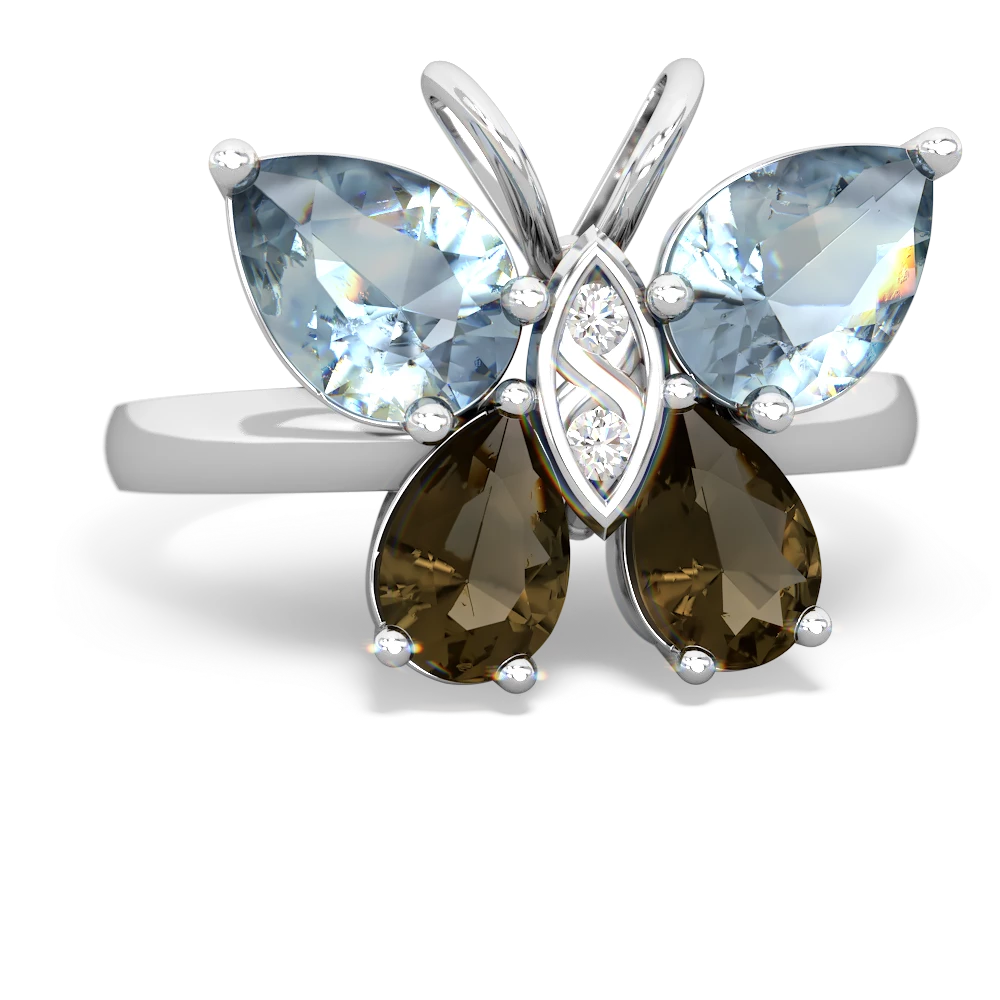 Aquamarine Butterfly 14K White Gold ring R2215