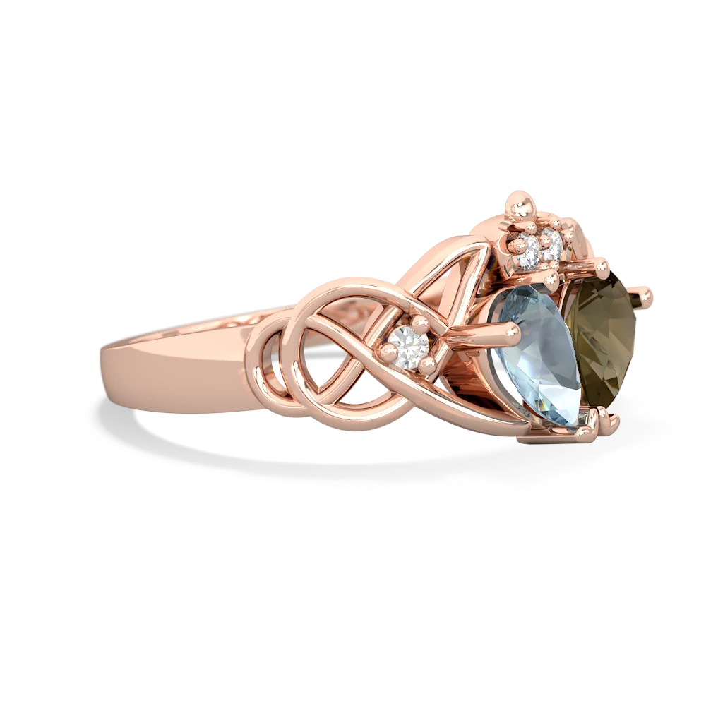 Aquamarine 'One Heart' Celtic Knot Claddagh 14K Rose Gold ring R5322