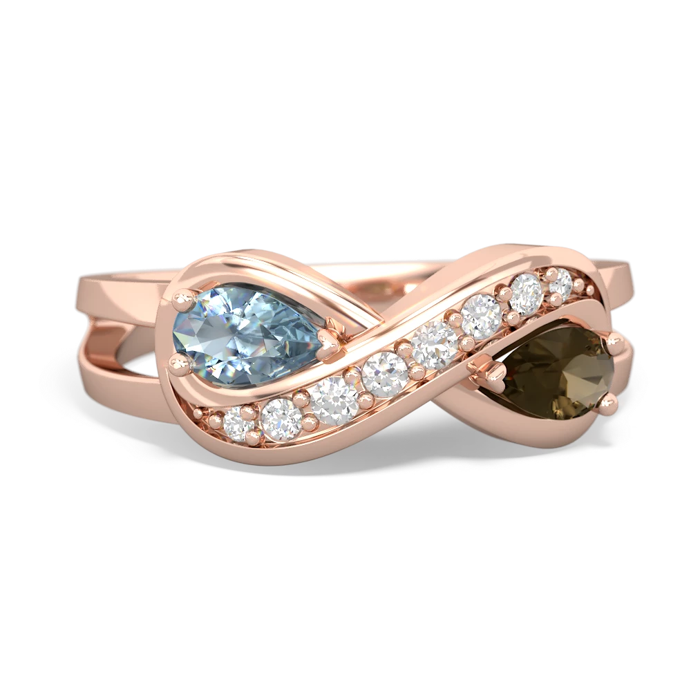 Aquamarine Diamond Infinity 14K Rose Gold ring R5390