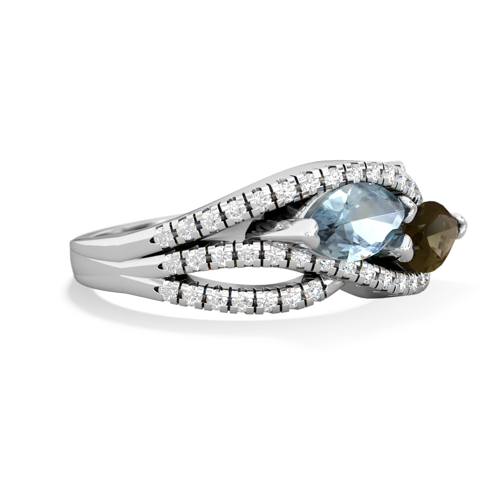 Aquamarine Diamond Rivers 14K White Gold ring R3070