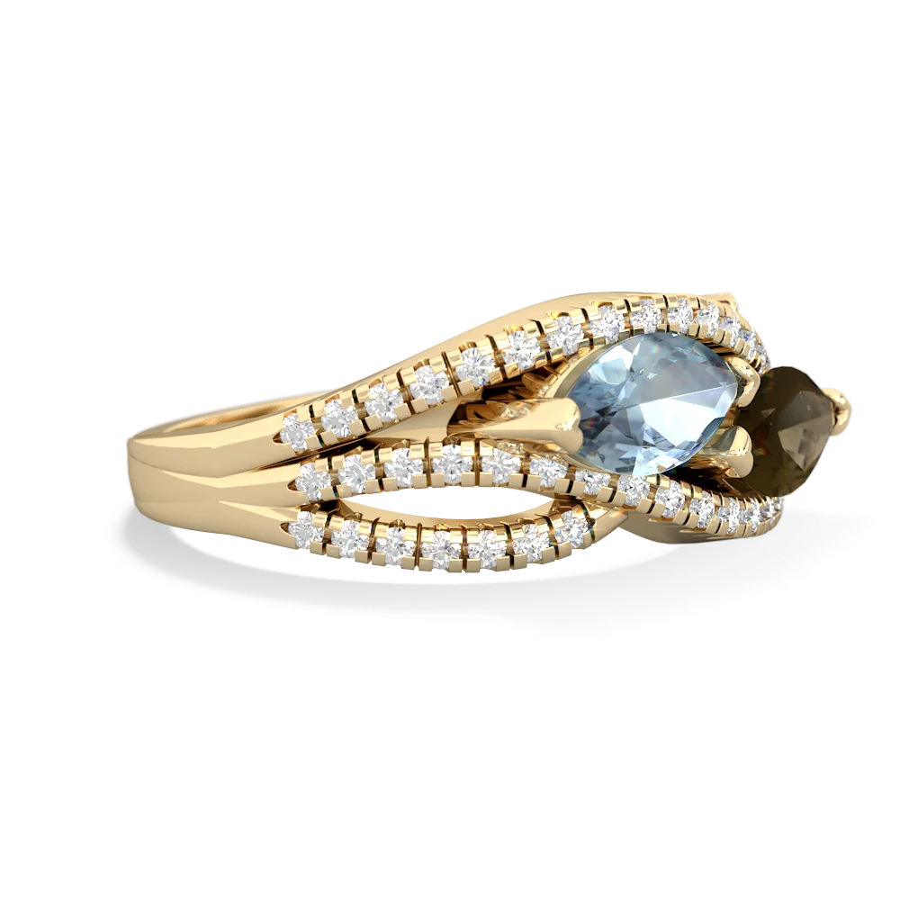 Aquamarine Diamond Rivers 14K Yellow Gold ring R3070