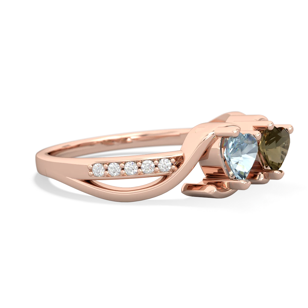 Aquamarine Side By Side 14K Rose Gold ring R3090