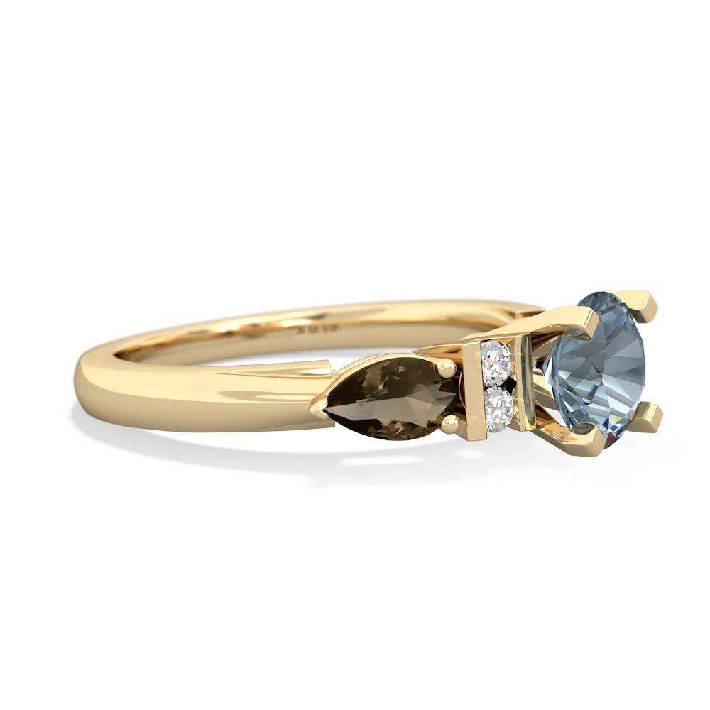 Aquamarine 6Mm Round Eternal Embrace Engagement 14K Yellow Gold ring R2005