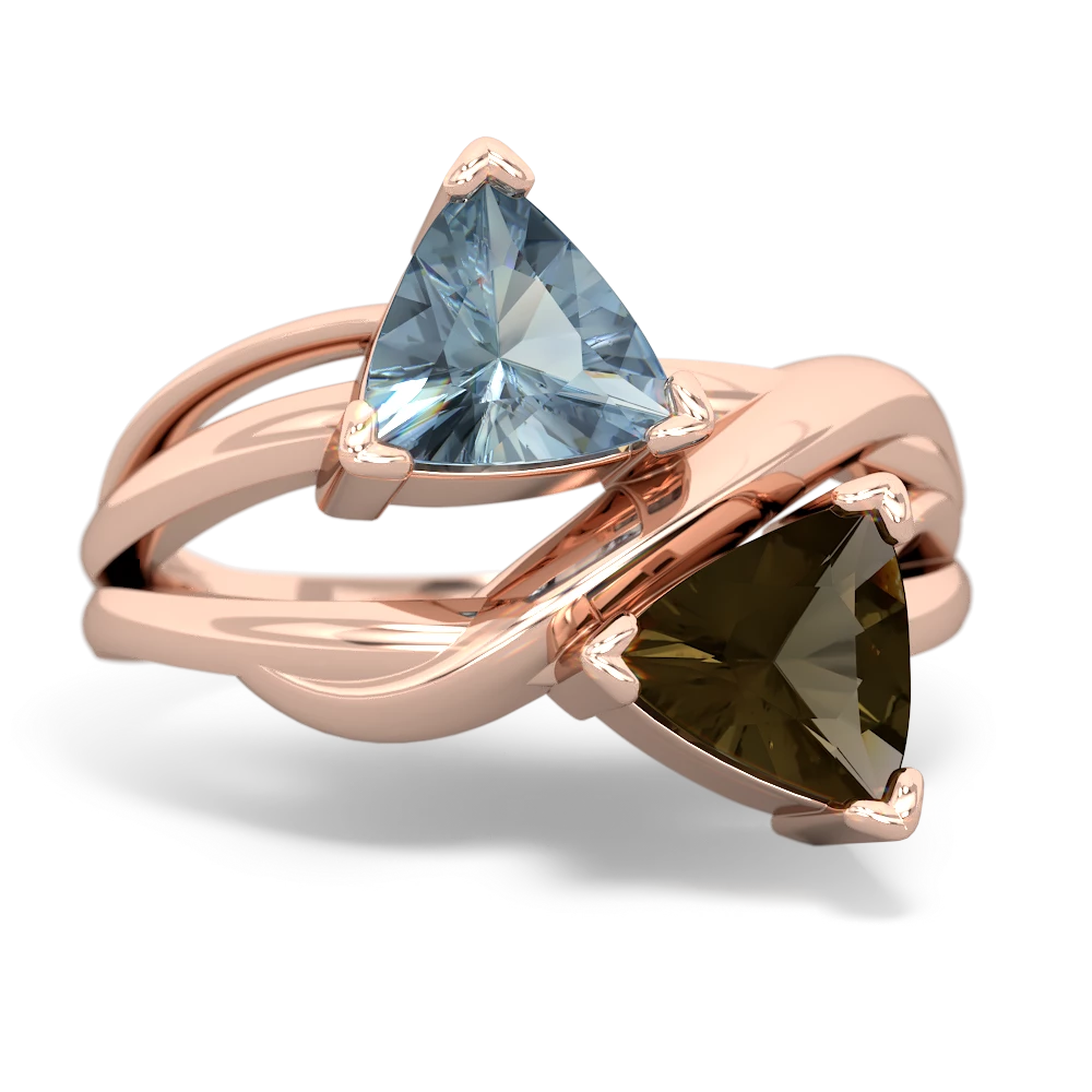 Aquamarine Split Band Swirl 14K Rose Gold ring R2341