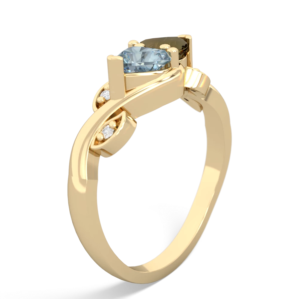 Aquamarine Floral Elegance 14K Yellow Gold ring R5790