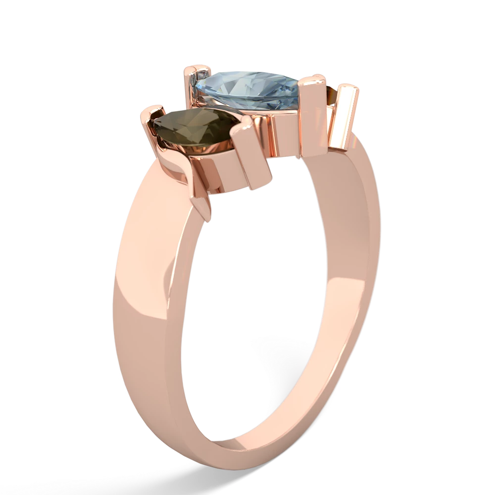 Aquamarine Three Peeks 14K Rose Gold ring R2433