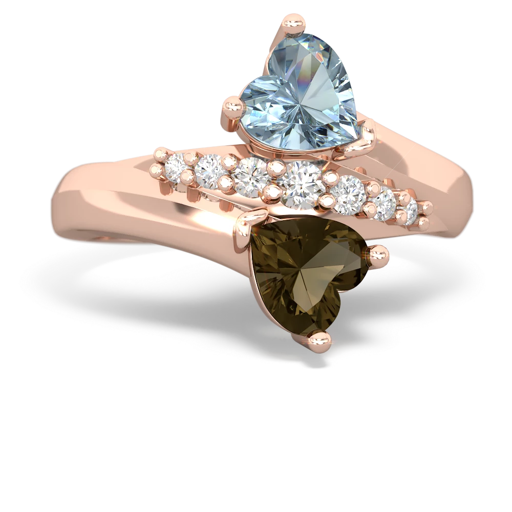 Aquamarine Heart To Heart 14K Rose Gold ring R2064