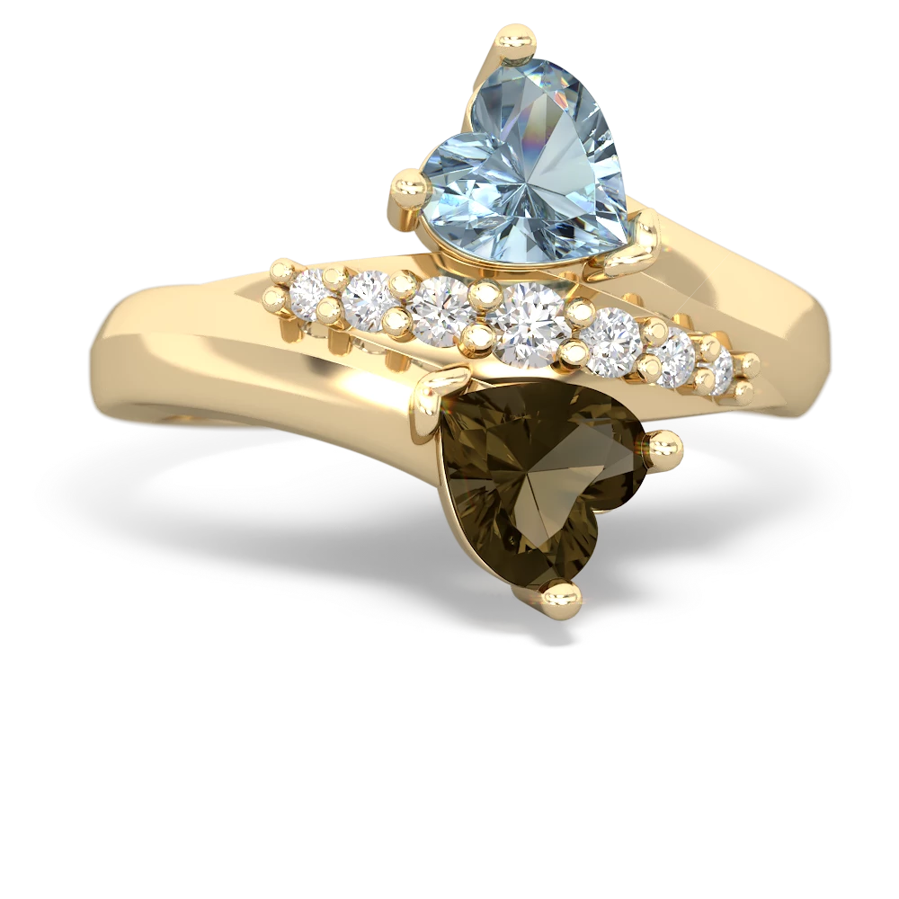 Aquamarine Heart To Heart 14K Yellow Gold ring R2064