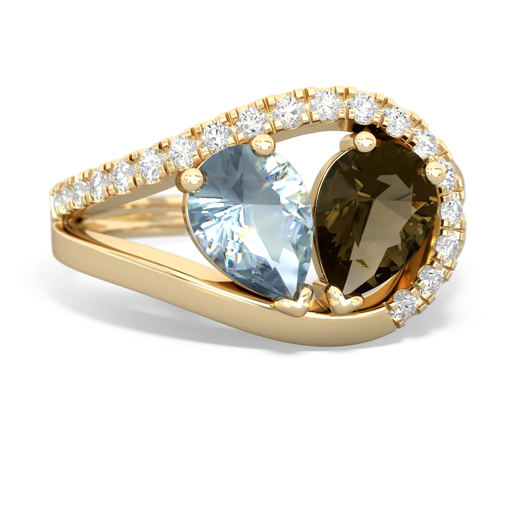 Aquamarine Nestled Heart Keepsake 14K Yellow Gold ring R5650
