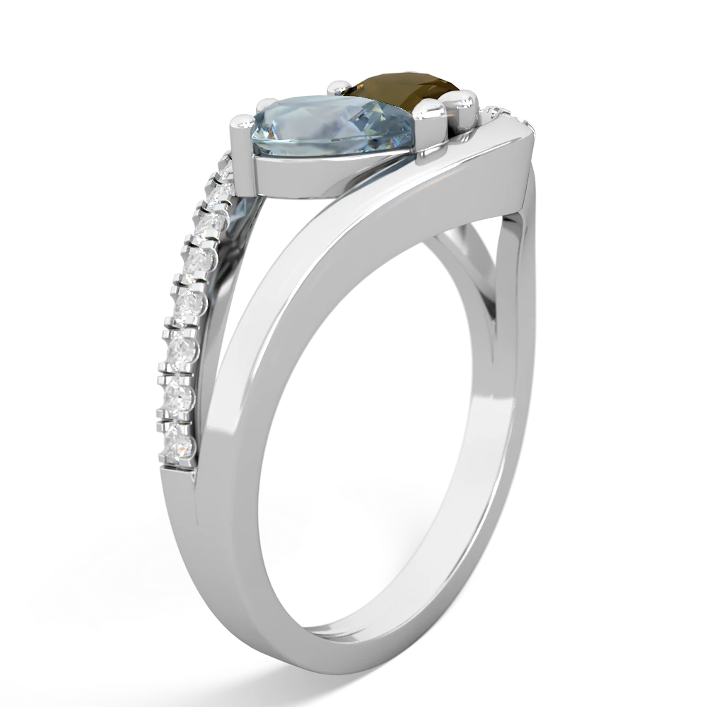 Aquamarine Nestled Heart Keepsake 14K White Gold ring R5650