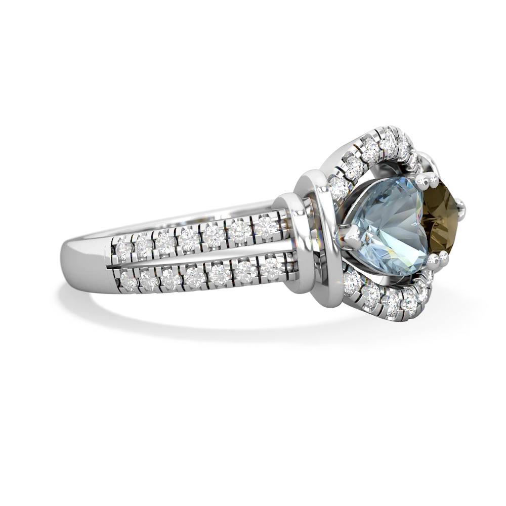 Aquamarine Art-Deco Keepsake 14K White Gold ring R5630