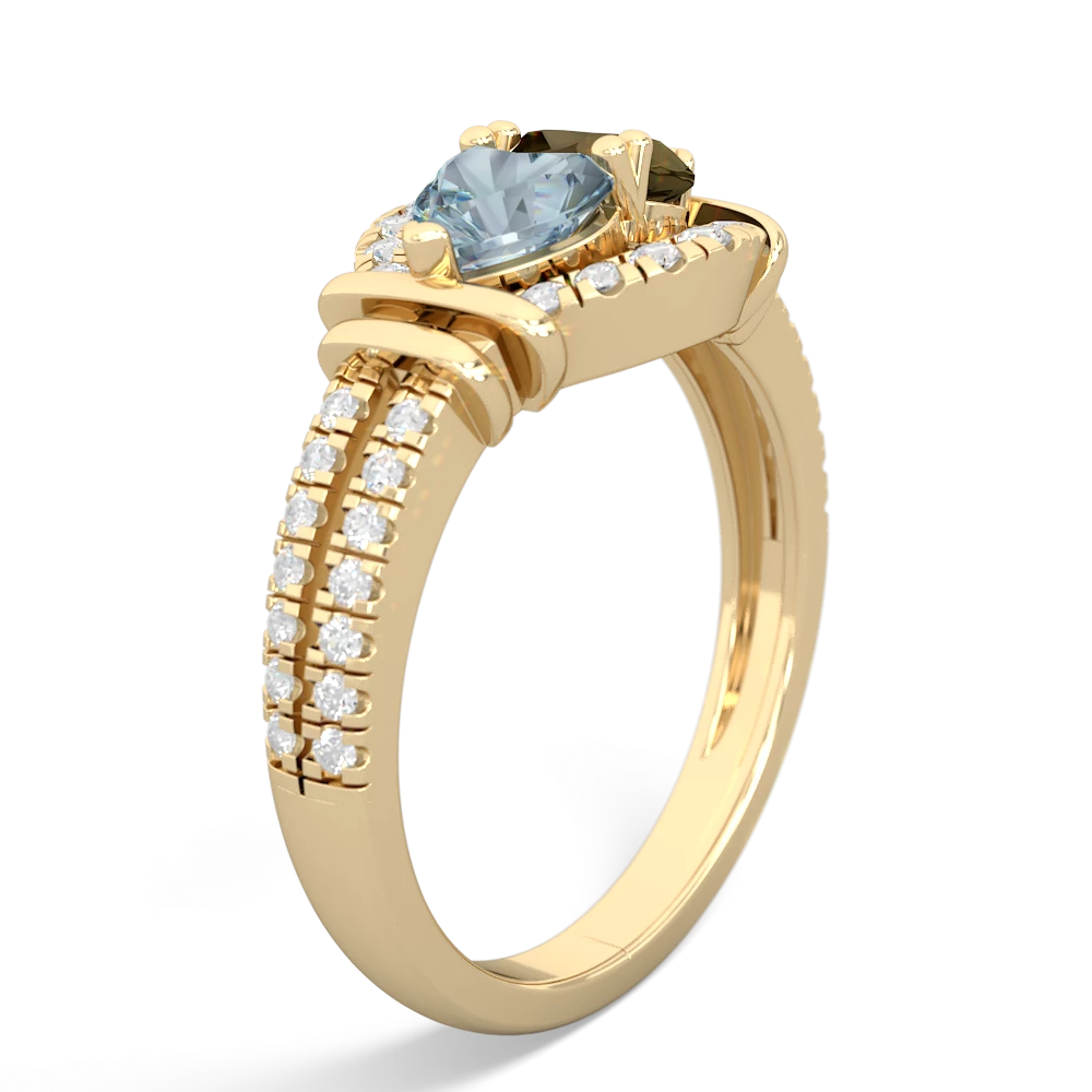 Aquamarine Art-Deco Keepsake 14K Yellow Gold ring R5630