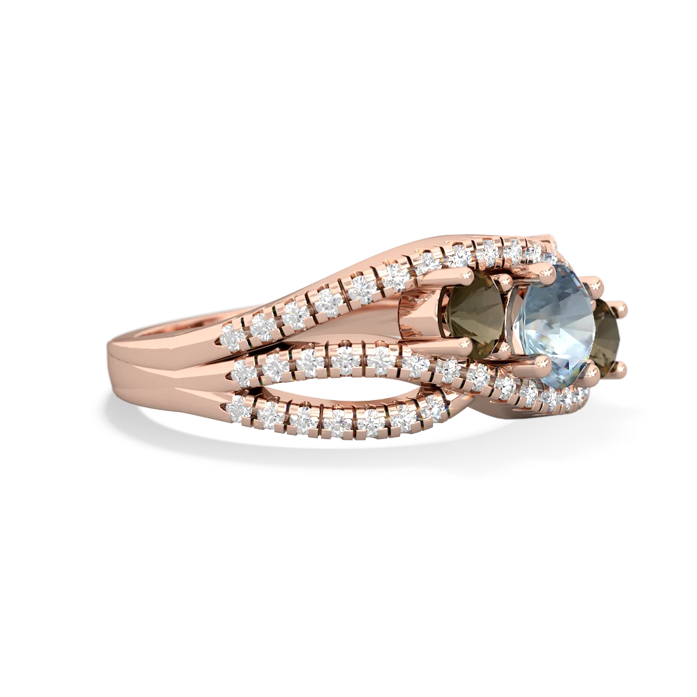 Aquamarine Three Stone Aurora 14K Rose Gold ring R3080