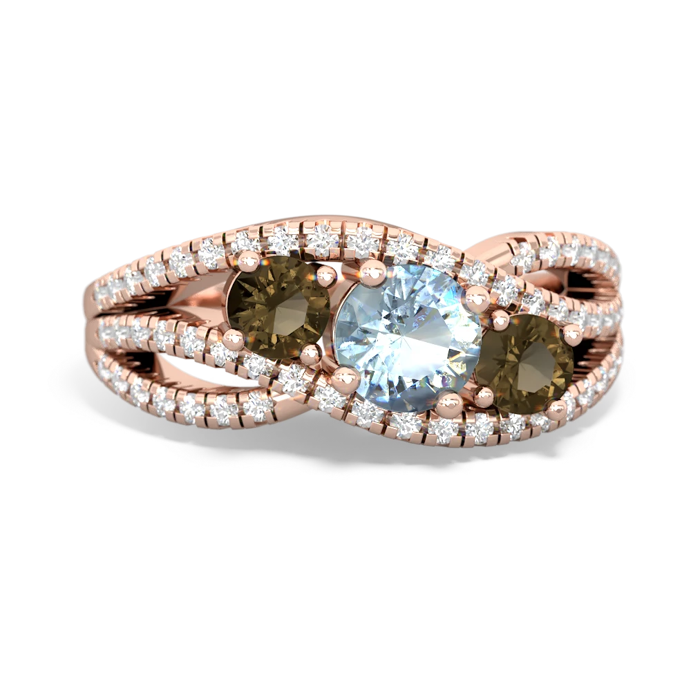 Aquamarine Three Stone Aurora 14K Rose Gold ring R3080