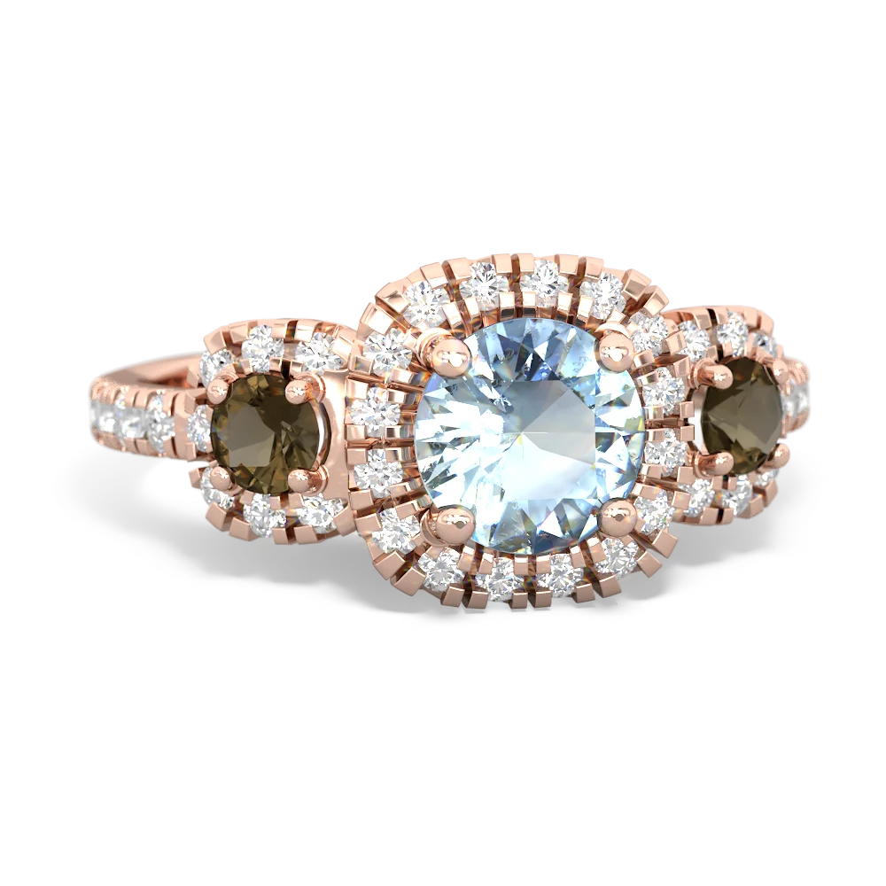 Aquamarine Regal Halo 14K Rose Gold ring R5350