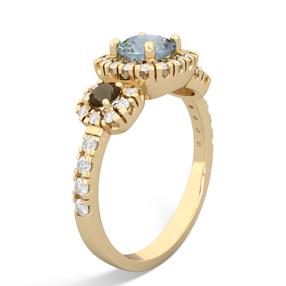 Aquamarine Regal Halo 14K Yellow Gold ring R5350