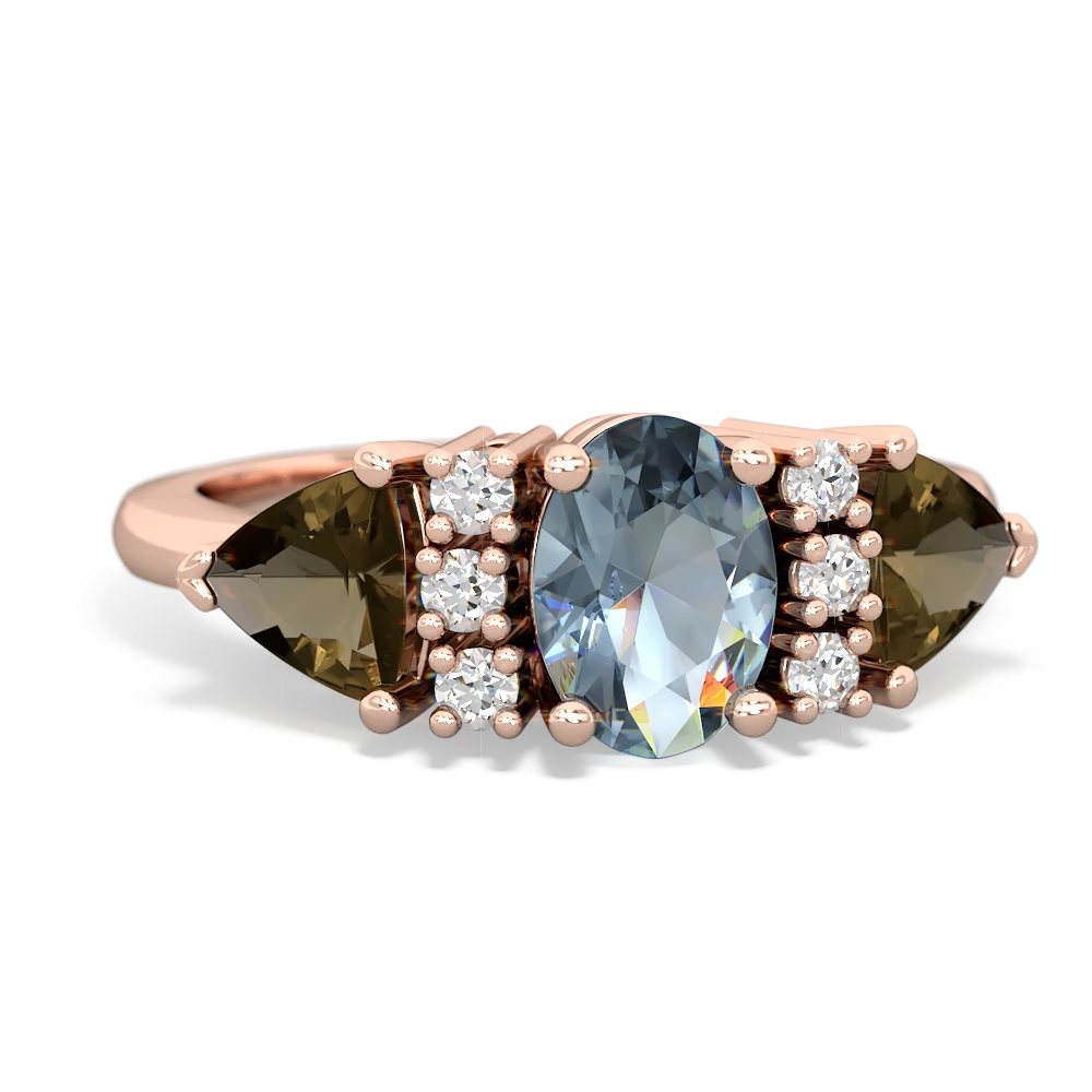 Aquamarine Antique Style Three Stone 14K Rose Gold ring R2186