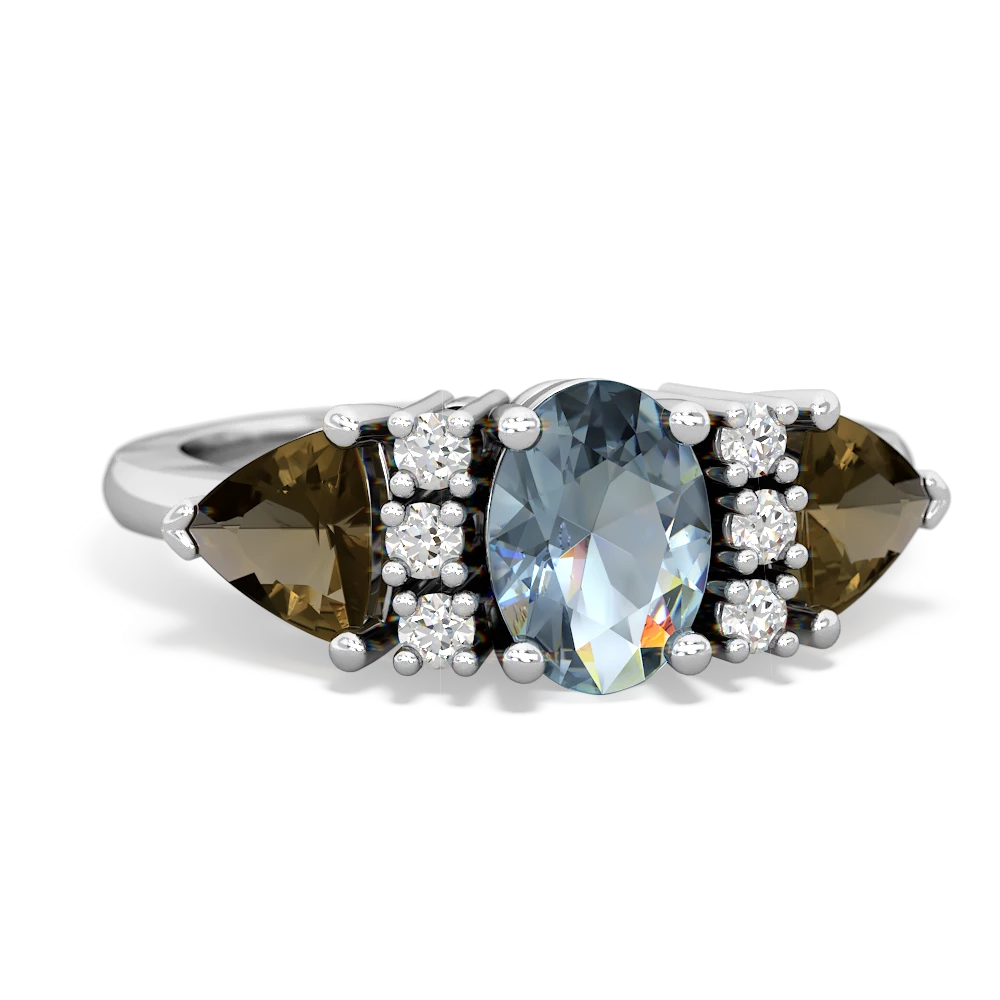 Aquamarine Antique Style Three Stone 14K White Gold ring R2186