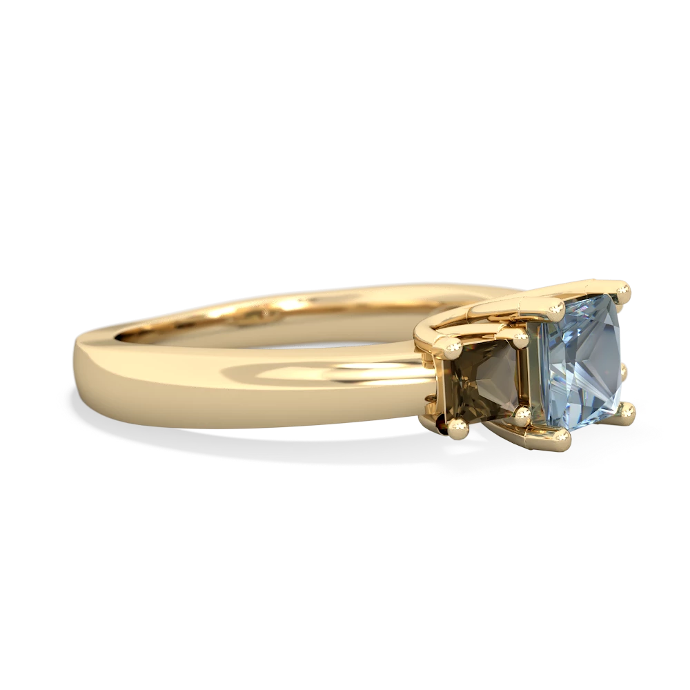 Aquamarine Three Stone Trellis 14K Yellow Gold ring R4015