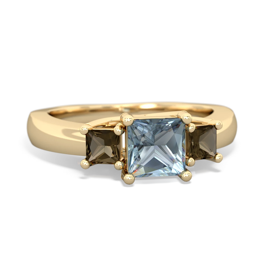 Aquamarine Three Stone Trellis 14K Yellow Gold ring R4015