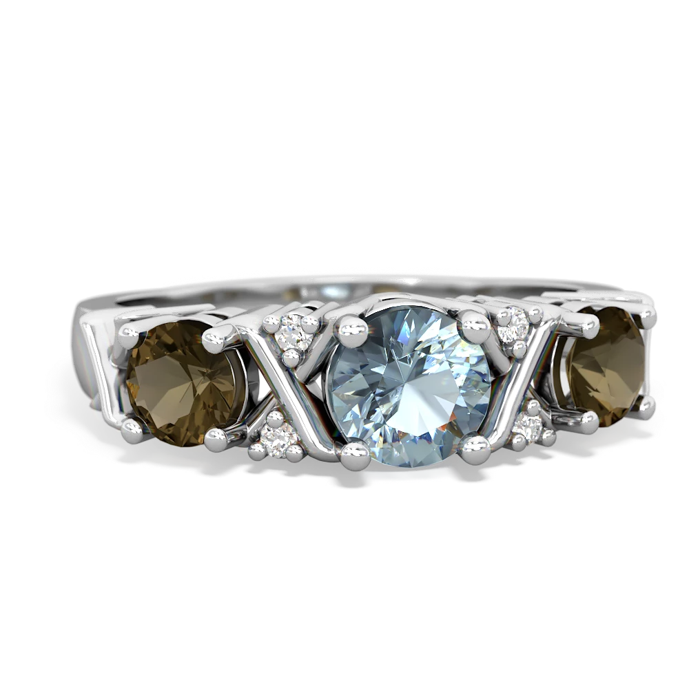 Aquamarine Hugs And Kisses 14K White Gold ring R5016