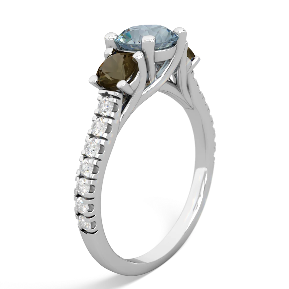 Aquamarine Pave Trellis 14K White Gold ring R5500