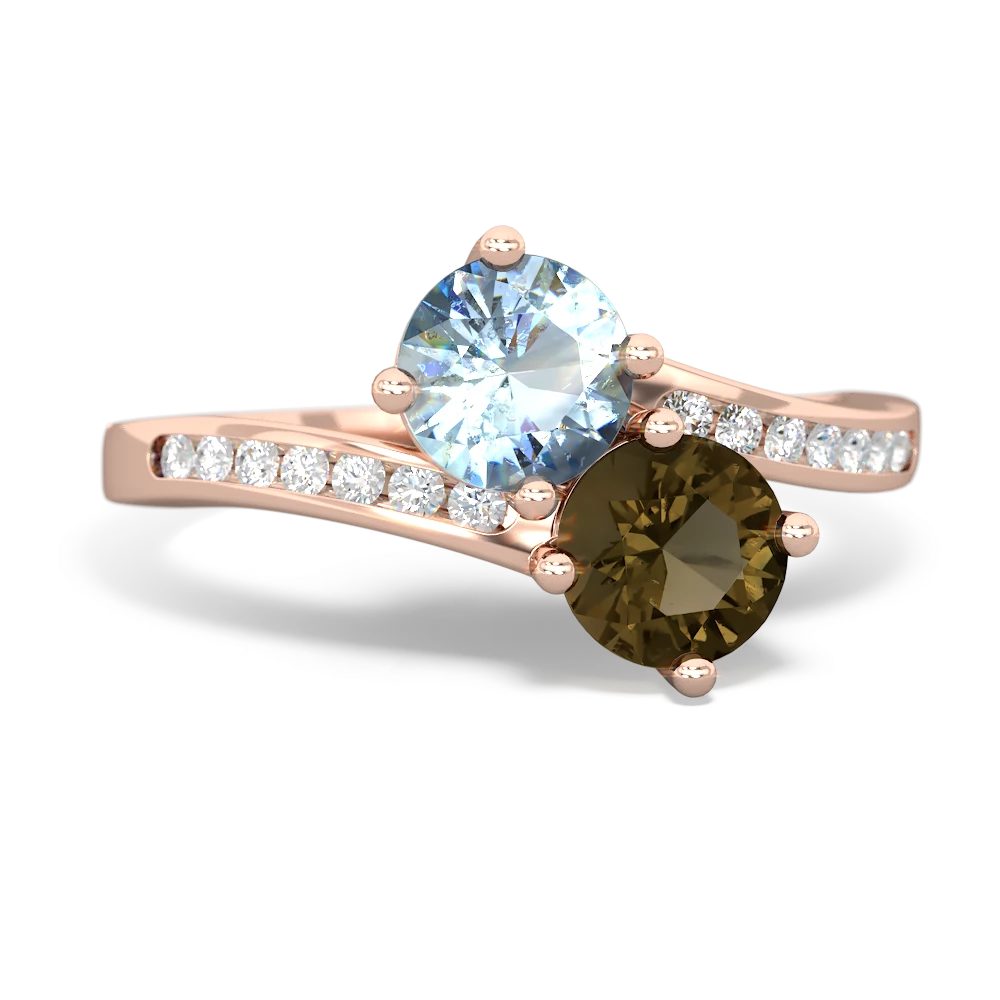 Aquamarine Channel Set Two Stone 14K Rose Gold ring R5303