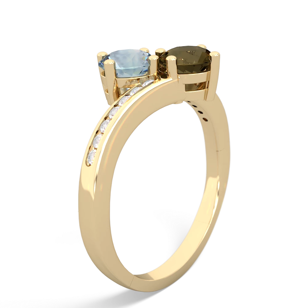 Aquamarine Channel Set Two Stone 14K Yellow Gold ring R5303