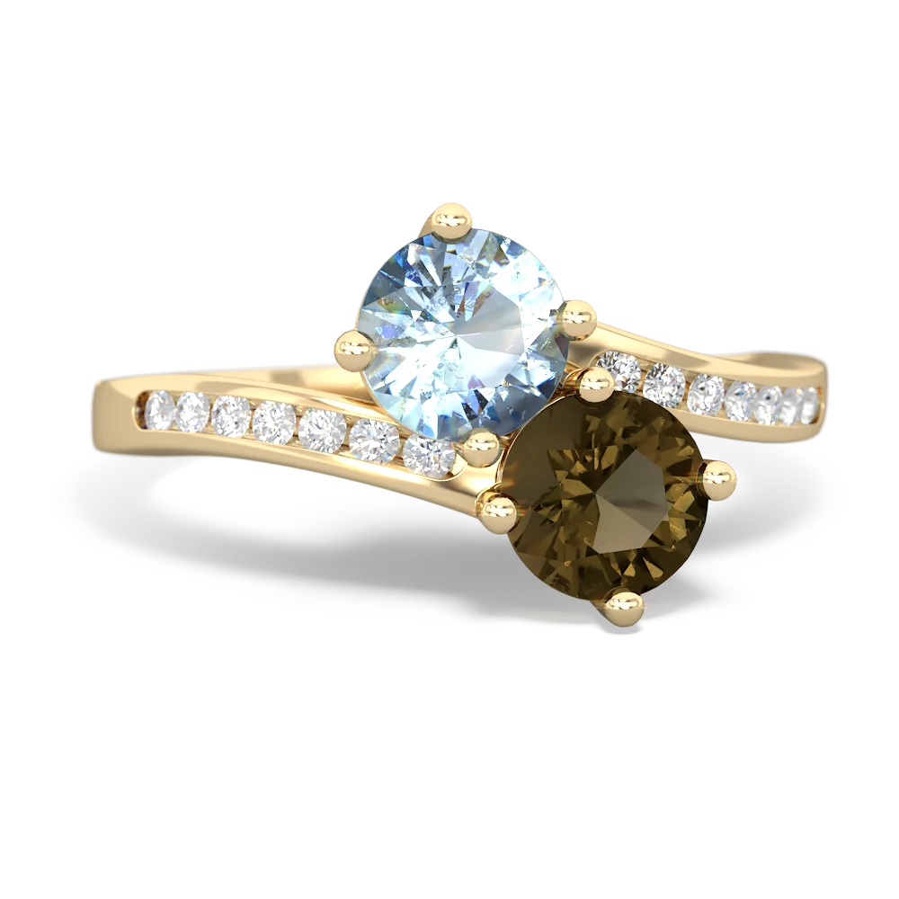 Aquamarine Channel Set Two Stone 14K Yellow Gold ring R5303