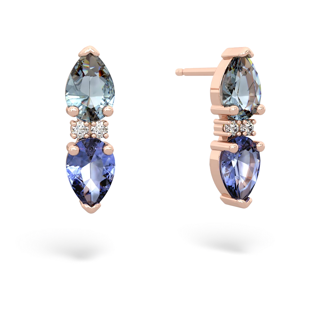 Aquamarine Bowtie Drop 14K Rose Gold earrings E0865